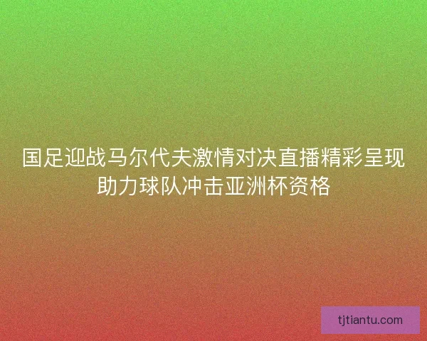 国足迎战马尔代夫激情对决直播精彩呈现助力球队冲击亚洲杯资格