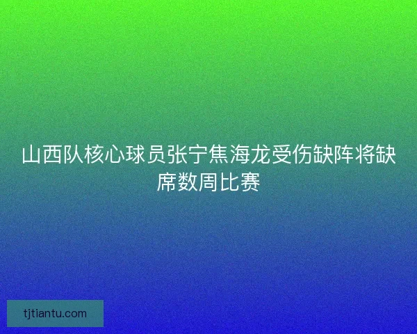 山西队核心球员张宁焦海龙受伤缺阵将缺席数周比赛